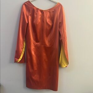 Nick Verreos - Elegant Salmon and Yellow Dress size 8